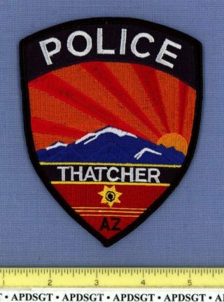 Thatcher Arizona Sheriff Police Patch Brilliant Western Mountain Sunset