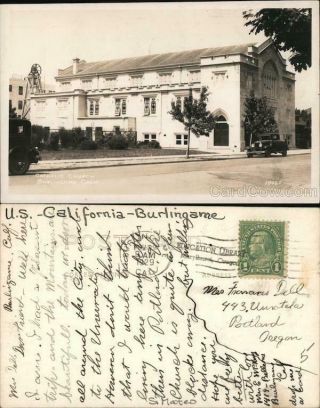 1929 Rppc Burlingame,  Ca Catholic Church San Mateo County California Postcard