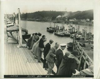 Alert Bay British Columbia Harbor Boats Ships Antique Photo Canada