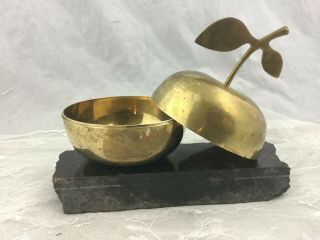 Vintage Brass Apple Trinket Dish Paperclip Stash Desk Accessory Teacher Gift