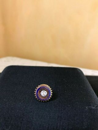Old Rotary International 14k Gold Past President Lapel Pin With Diamond