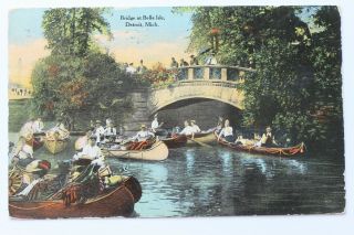Old Postcard Bridge At Belle Isle,  Detroit,  Michigan,  1911