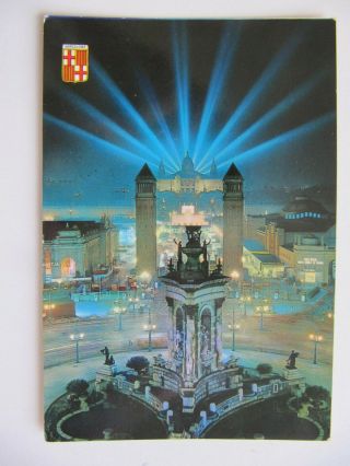 Plaza Espana And National Palace,  Barcelona - Vintage Postcard