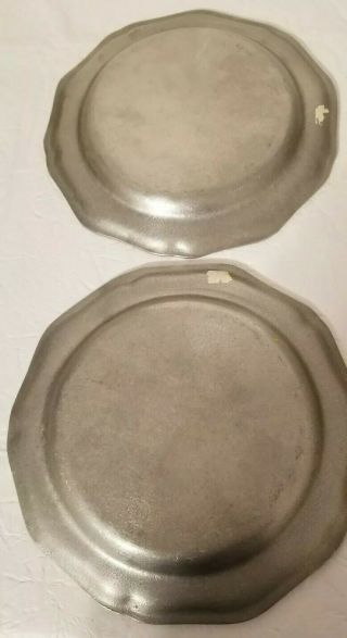 2 Wilton Armetale Pewter plates vintage French Satin scalloped 8.  75 