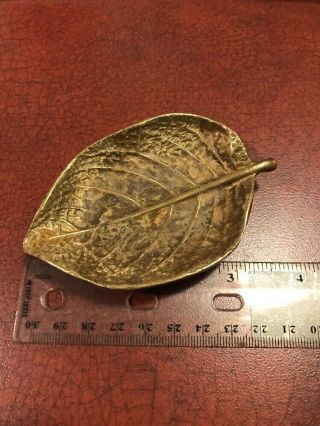Oskar Hansen Solid Brass Episcea Leaf Trinket Dish 1948 Virginia Metalcrafters