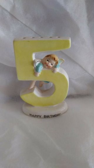 Vintage Happy Birthday 5 Year Old Candle Holder Unique