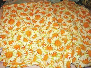 Vintage Mod Daisy Sheet Set Lady Pepperell Full Size Flat Fitted 2 Pillowcases