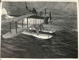 1930s Photograph Seaplane Embarking Royal Navy Hms Hermes China Sea