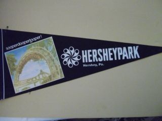 Rare Vintage Hershey Park Pa Felt Pennant Featuring Superdoopelooper