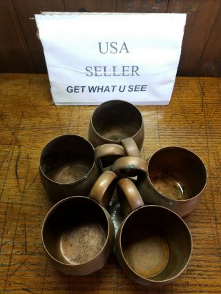 Vintage Set Of 5 Solid Copper Cup Mug.  West Blend Aluminum Co