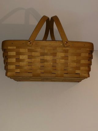 2001 Longaberger Large Rectangle Storage Basket Handwoven With Double Handles