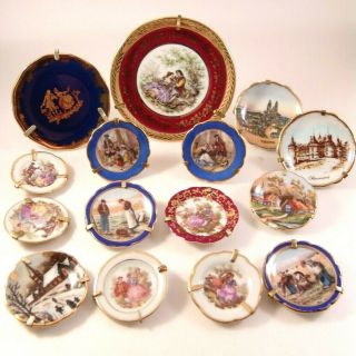 Limoges Porcelain Miniature Dollhouse 15 Mini Collectible Plates Fragonard Gold