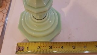 VINTAGE GREEN JADEITE BOUDOIR TABLE LAMP Mid - Century modern milk glass 6