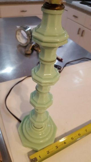 VINTAGE GREEN JADEITE BOUDOIR TABLE LAMP Mid - Century modern milk glass 7