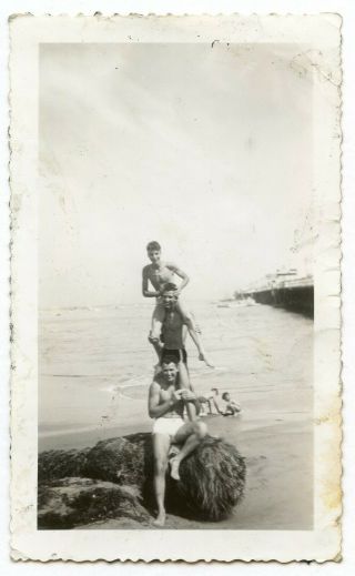 18 Old Photo Affectionate Playful Swimsuit Buddy Boy 