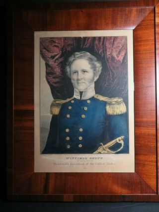 Orig.  Currier Litho Winfield Scott The Peoples Choice 13th President Print 1847