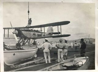 1930s Photograph Hoisting Out A Sea Plane Wei - Hai - Wei China