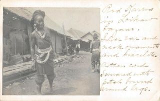 Burma,  Myanmar,  Attached Photo Showing Native Woman & Street Scene C 1903 - 06