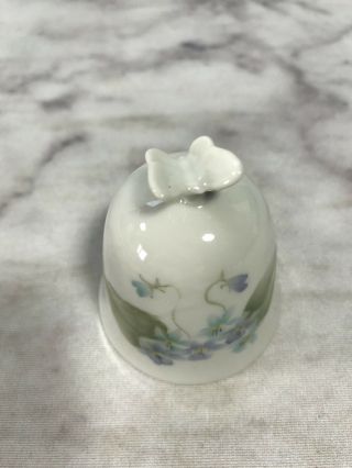Vintage Ceramic Bell Blue White Floral Butterfly Handle Top S Rixen 1982 Decor
