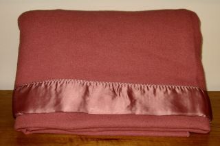 Faribo Pure Wool Twin Blanket Rose With Satin Binding Made In Minnesota Euc