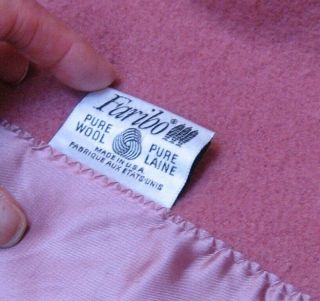 Faribo Pure Wool Twin Blanket Rose with Satin Binding Made in Minnesota EUC 3