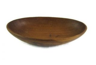 Wood Oval Fruit Bowl Hand Made Philippines Vintage Kitchenware Oblong 14 " Long