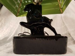 Vintage Mid Century Black Deer Lamp With Green Venetian Blind Shade