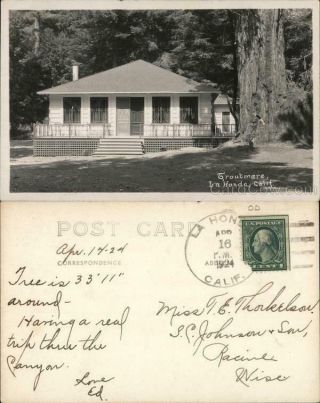 1924 Rppc La Honda,  Ca Troutmere San Mateo County California Real Photo Post Card