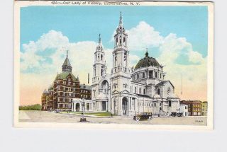 Antique Postcard York Lackawanna Our Lady Of Victory Exterior Street View