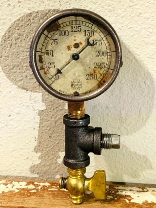 1920s Vintage Brass Pressure Gauge Design,  Steam,  Water,  Steampunk Industrial
