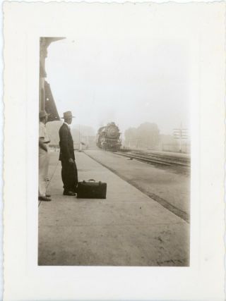 1942 Snapshot - Black Americana - 2 Men Waiting For Steam Train In Chatham,  Va