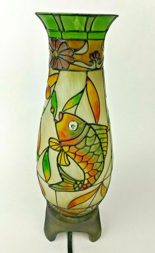 12 " H Stained Glass Tiffany Style Handcrafted Fish Night Light Table Desk Lamp