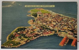Puerto Rico Air View Of San Juan C1939 Linen Postcard D20