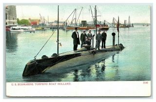 Vintage Postcard U.  S.  Submarine Torpedo Boat Holland M1