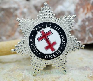 Yorkley Masonic Brooch Silver - Plated Badge Pin Knights Templar Souvenir