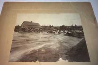 Rare Antique American Collapsed Bridge Flood Disaster Advertising Cabinet Photo