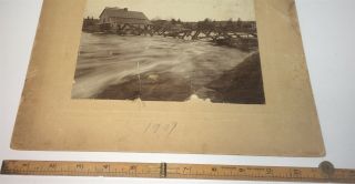 Rare Antique American Collapsed Bridge Flood Disaster Advertising Cabinet Photo 5