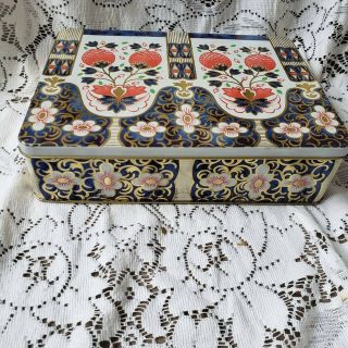 Floral Biscuit Cookie Candy Tin Gold Vintage Case Manufacturing Made In England