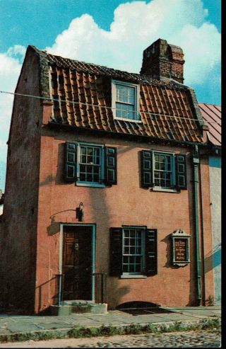 The Pink House Tavern Charleston Sc Circa 1958 Postcard Photo Cobblestone Street