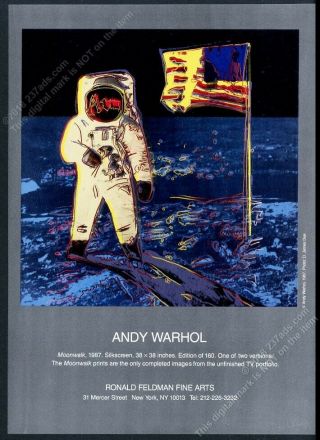 1987 Andy Warhol Nasa Astronaut On Moon Art Nyc Gallery Vintage Print Ad