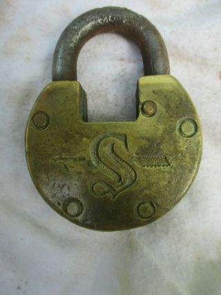 Vntg/antq Slaymaker Lock No Key Antique Art Deco Lock Padlock Brass Made In Us