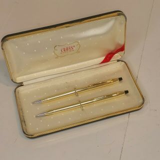 Cross Pen 14k Gold Filled Pen And Mechanical Pencil Set 1/20 Ballpoint