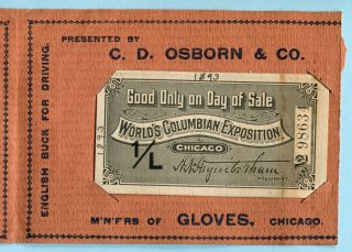 1893 Chicago World’s Fair Admission Ticket In Rare Advertising Folder Caxton