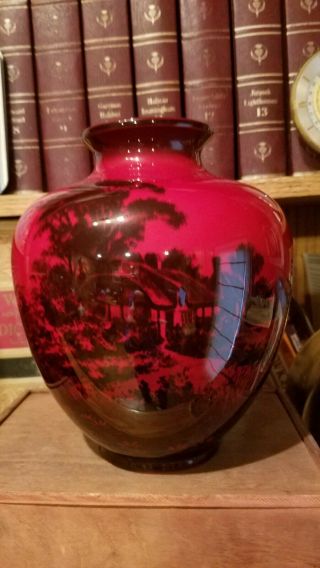 Antique Noke & Allen Royal Doulton Flambe Bulbous Vase/ Engish Pastoral Scene