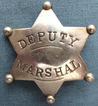 Obsolete,  C.  1900 - 30 " Deputy Marshal " Western Style " Stock " Ball - Tipped Badge