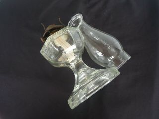 Vintage 1930 ' s Australian Art Deco Depression Glass Kerosene Oil Lamp Greek Key 4