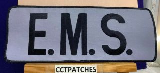 Ems Back Panel Gray Black Letters Large10 5/8 " X 4 " Patch