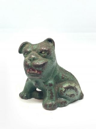 Small Vintage Cast Iron Dog Pencil Holder Paper Weight.  HUBLEY ? 6