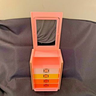Vintage 1960 - 1970 ' s Little Girl Toy Plastic Pink Jewelry Box RARE and Nostalgic 3