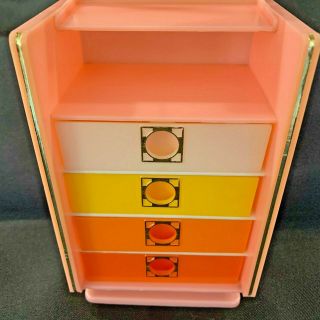 Vintage 1960 - 1970 ' s Little Girl Toy Plastic Pink Jewelry Box RARE and Nostalgic 4